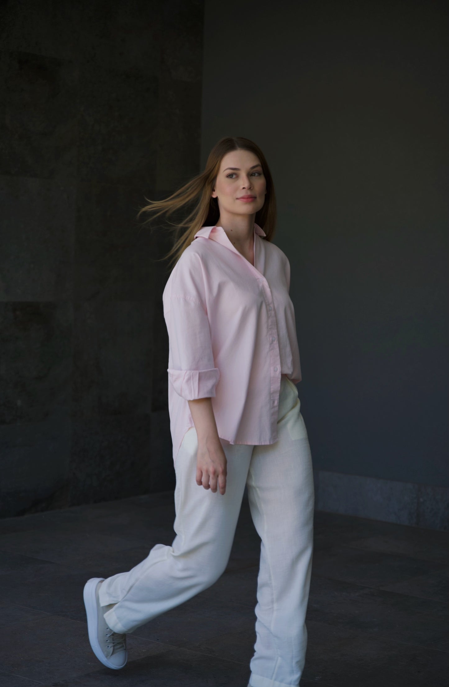Camisa rosa oversize