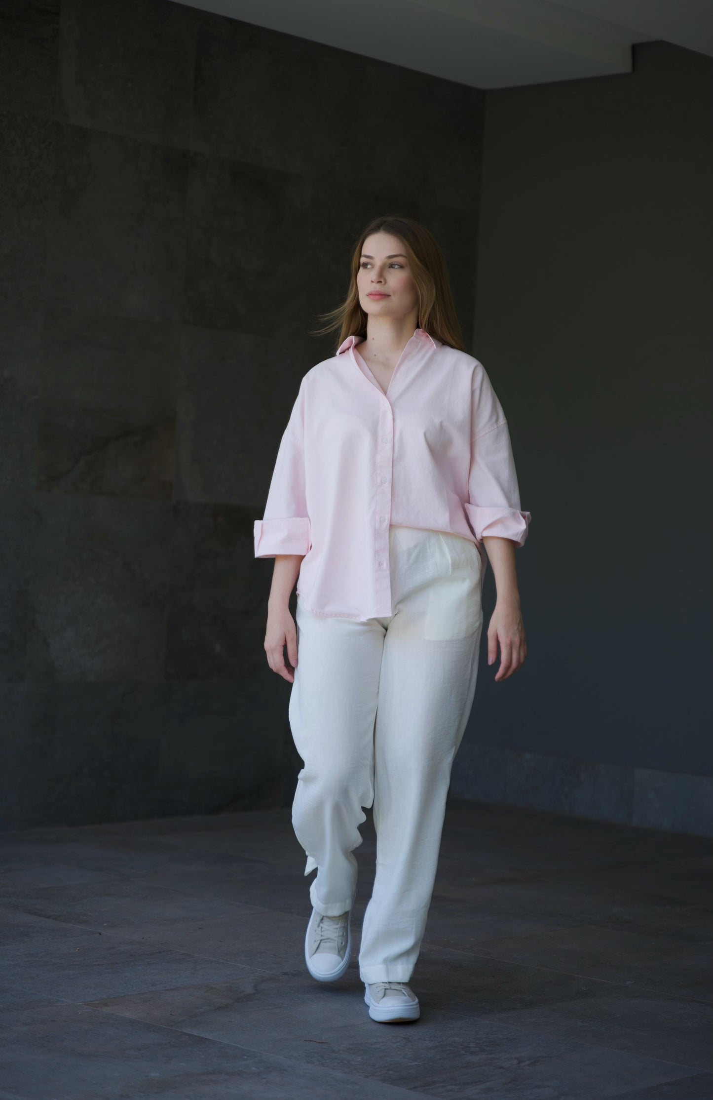 Camisa rosa oversize