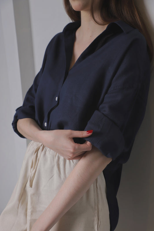 Camisa azul marino Oversize