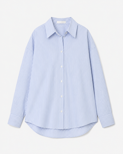 Camisa celeste a rayas 100% algodón2