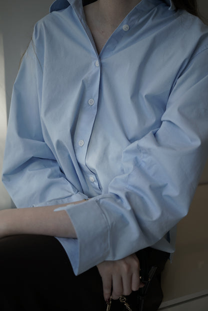 Camisa Celeste Semi Oversize de Algodón