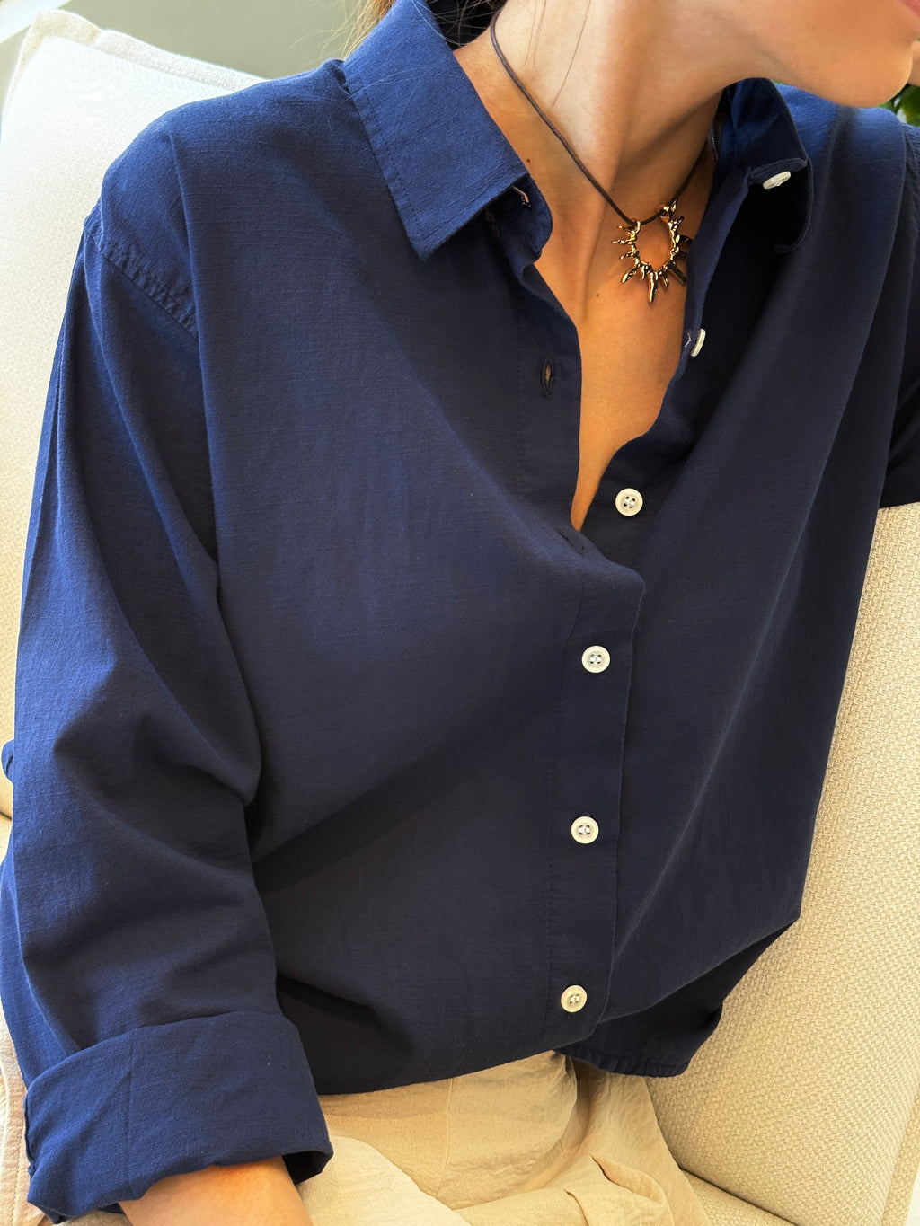Camisa azul marino twill