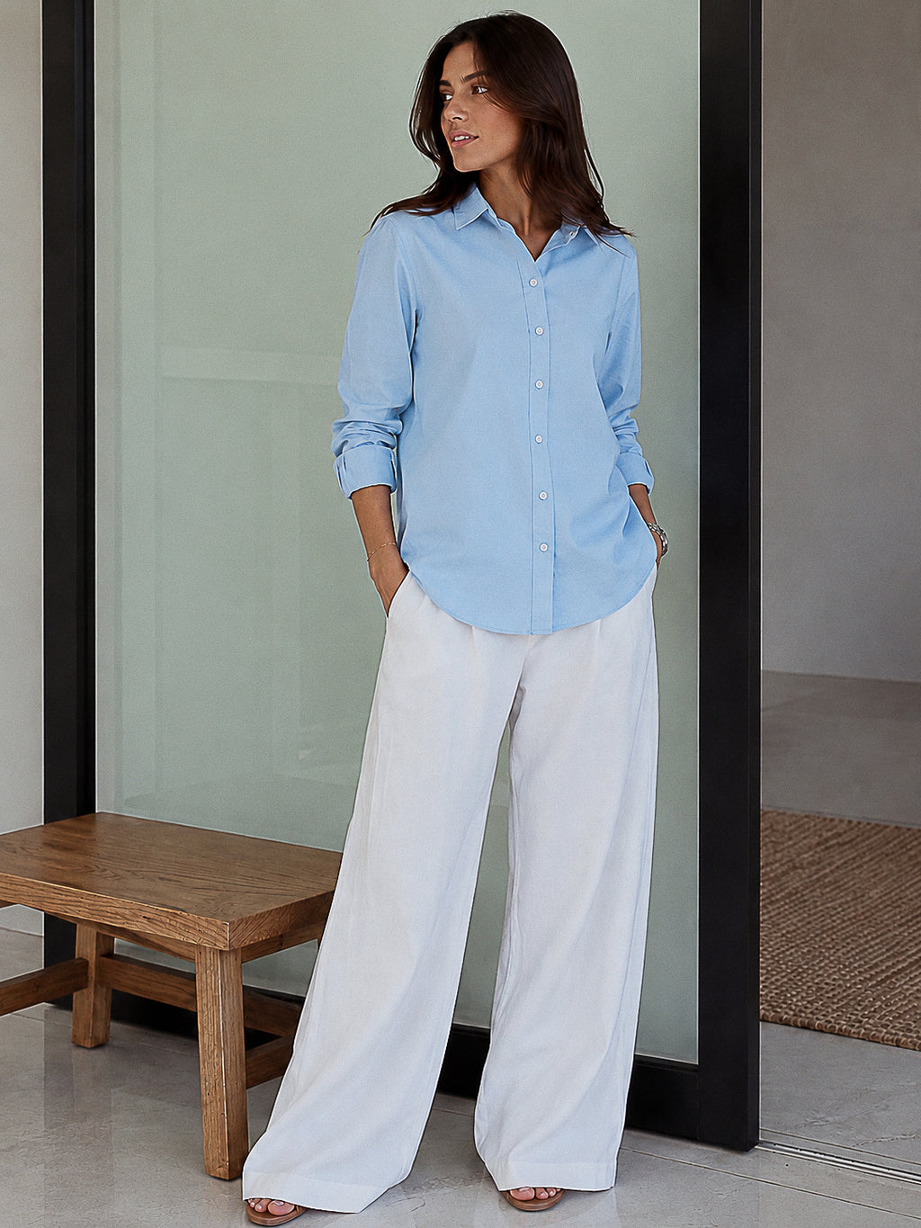 Camisa celeste clasica
