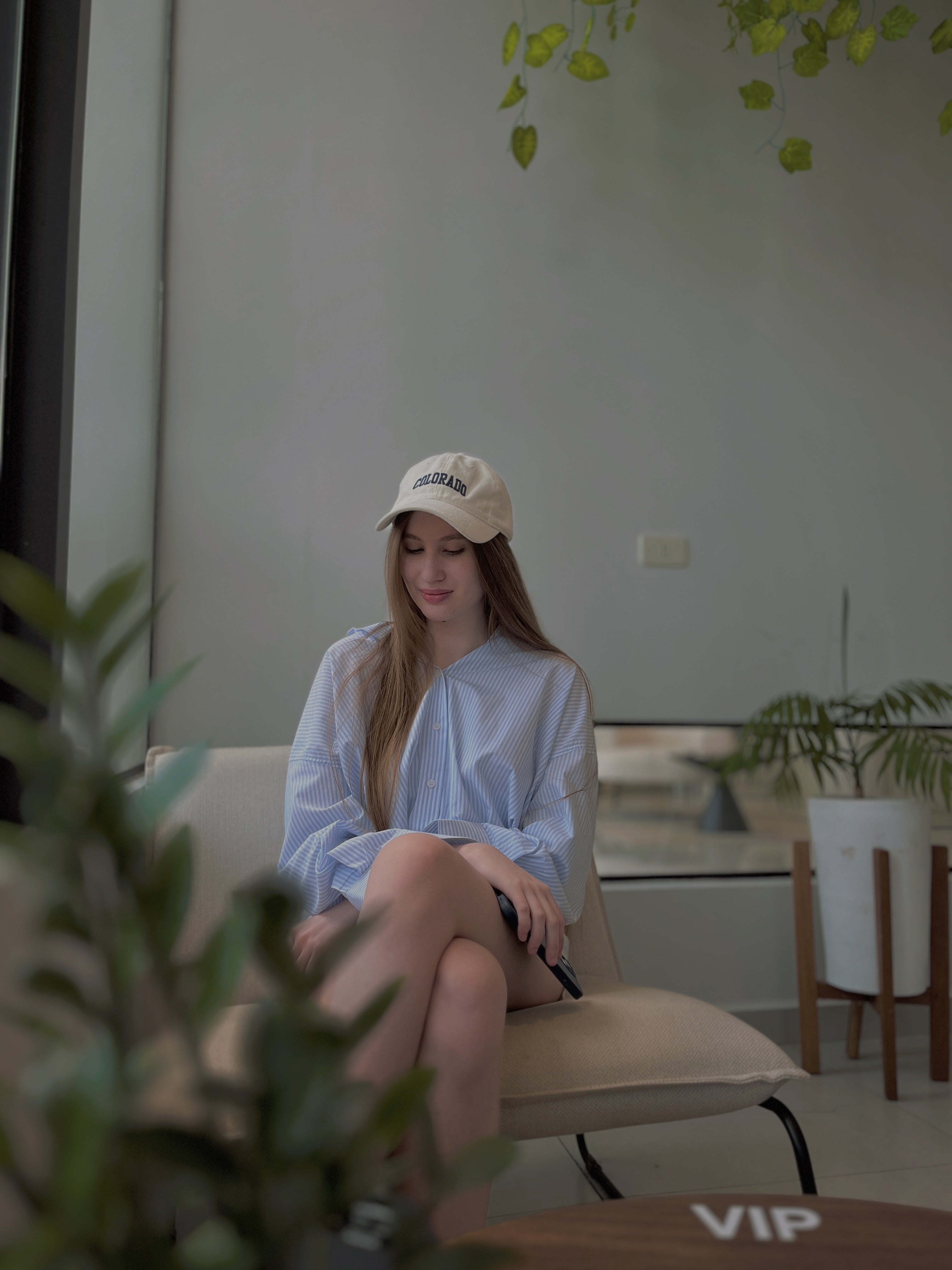 Camisa a rayas celeste oversize